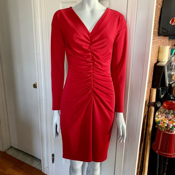 Narcisco Rodriguez Design Nation Red Dress Long sleeved - Picture 2 of 12